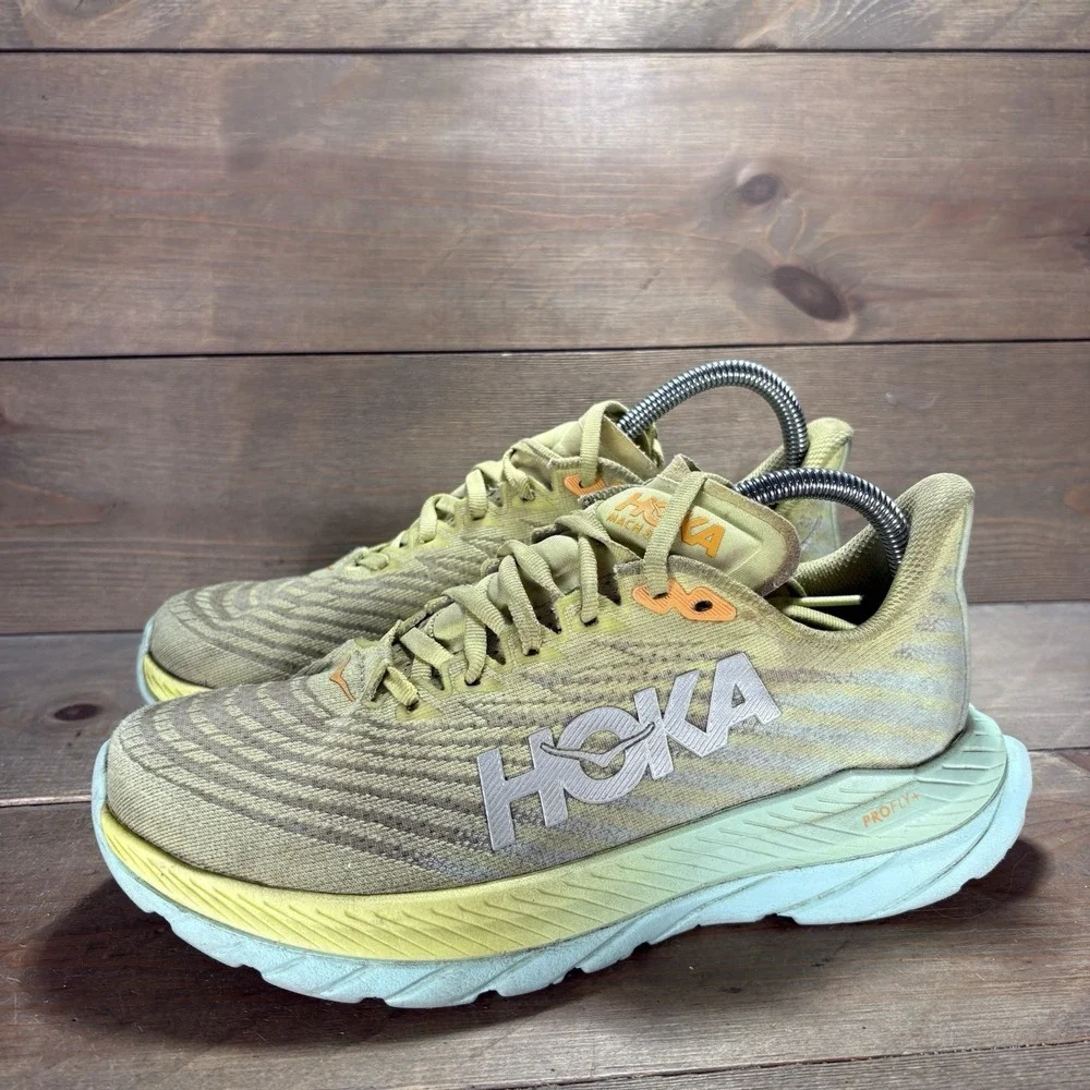 hoka one mach 5 womens size 7 shoes green athletic running sneakers